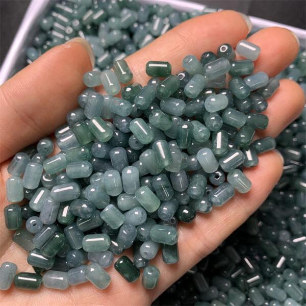 50 pcs / 100 pcs cylinder shape genuine natural icy blue jadeite bead, jade bead