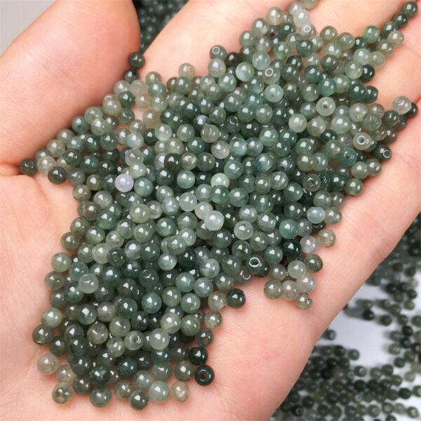 100 pcs small round shape genuine natural green jadeite bead, jade bead