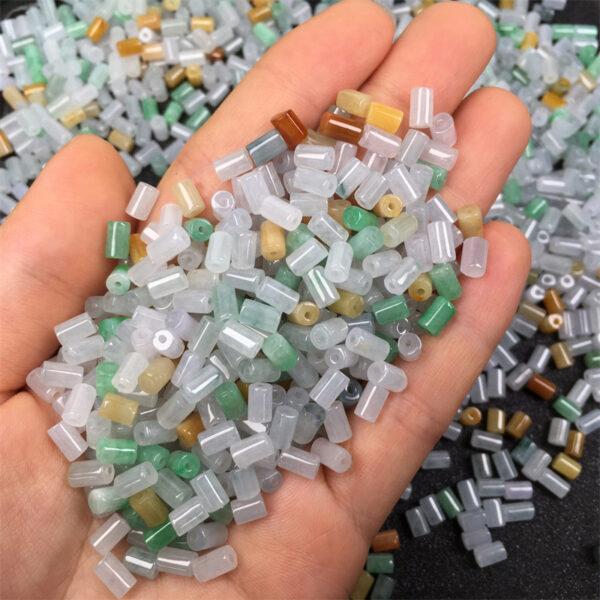 50 pcs / 100 pcs tube shape genuine colorful natural icy jadeite bead, jade bead