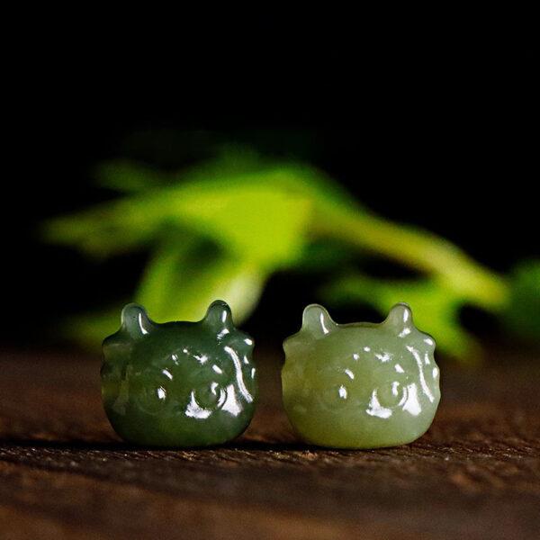 high quality cute dragon head shape genuine natural nephrite jade bead