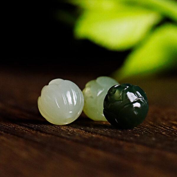 lotus flower bud shapegenuine natural nephrite jade bead