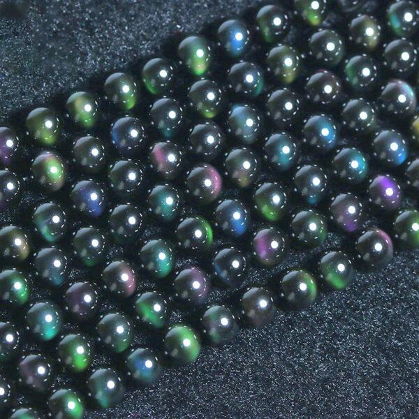 6 - 16 mm a strand round shape high light natural colorful obsidian bead