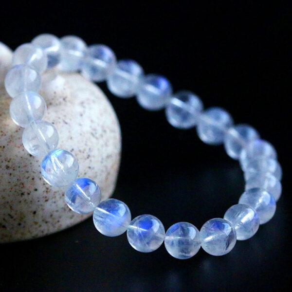 6 - 10 mm round shape 6A natural blue light moonstone beaded bracelet