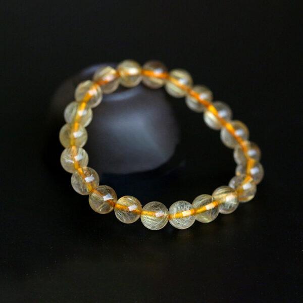 6 - 10 mm round shape 5A natural golden rutilated quartz beaded bracelet