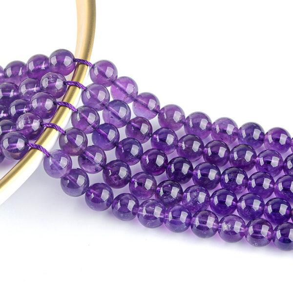 5 - 12 mm whole string round shape 4A deep purple natural amethyst bead