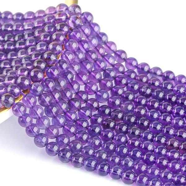 5 - 12 mm whole string round shape 5A purple natural amethyst bead