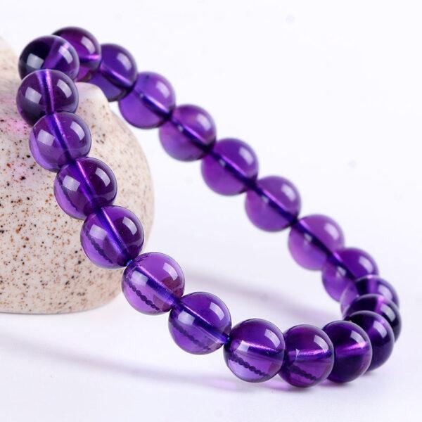 6 - 12 mm round shape 7A natural amethyst beaded bracelet