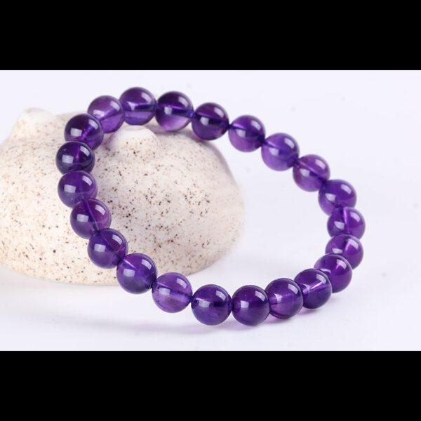 6 - 12 mm round shape 6A natural amethyst beaded bracelet