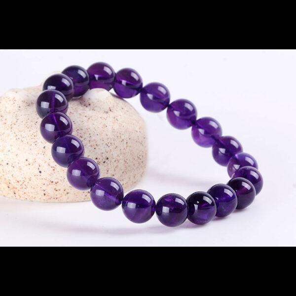 6 - 12 mm round shape 5A natural amethyst beaded bracelet