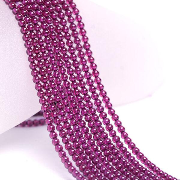 3 - 6 mm whole string round shape 7A natural purple red garnet bead