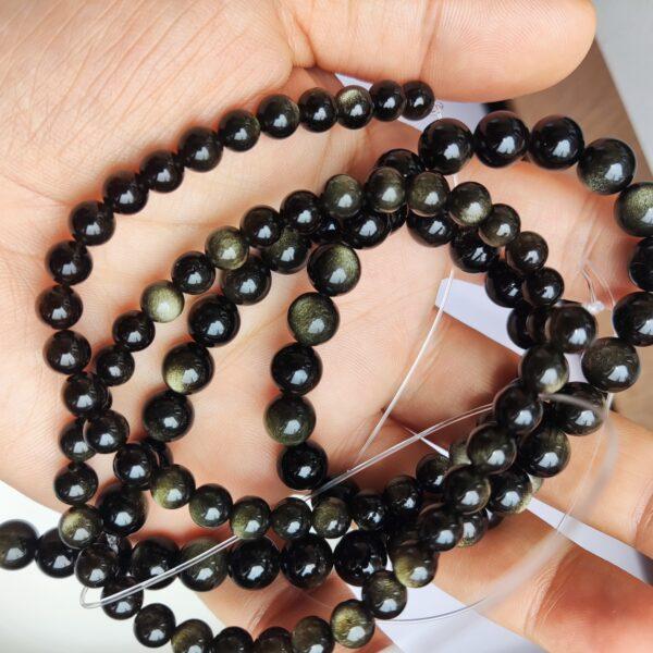 6mm - 16mm whole string round shape 7A natural golden obsidian bead