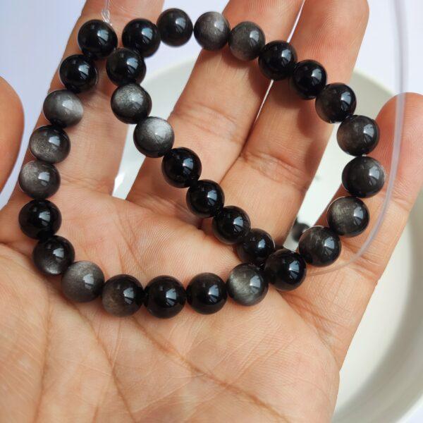 6mm - 16mm whole string round shape 7A natural silver obsidian bead