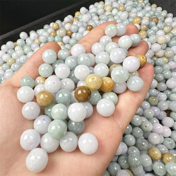 50 pcs round shape genuine natural colorful jadeite bead, jade bead