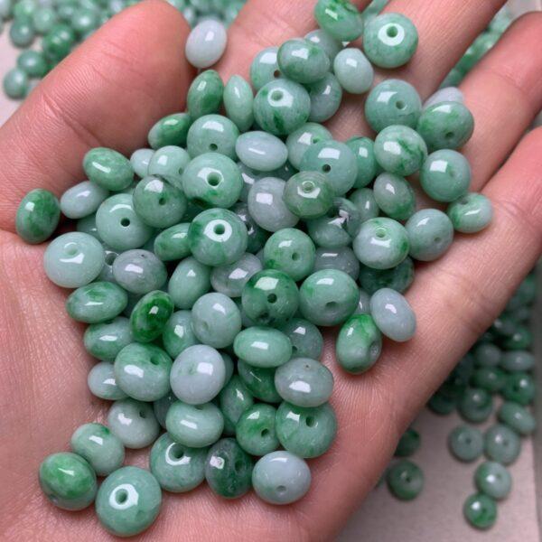 5 pcs / 10 pcs rondelle shape genuine natural green jadeite bead, jade bead