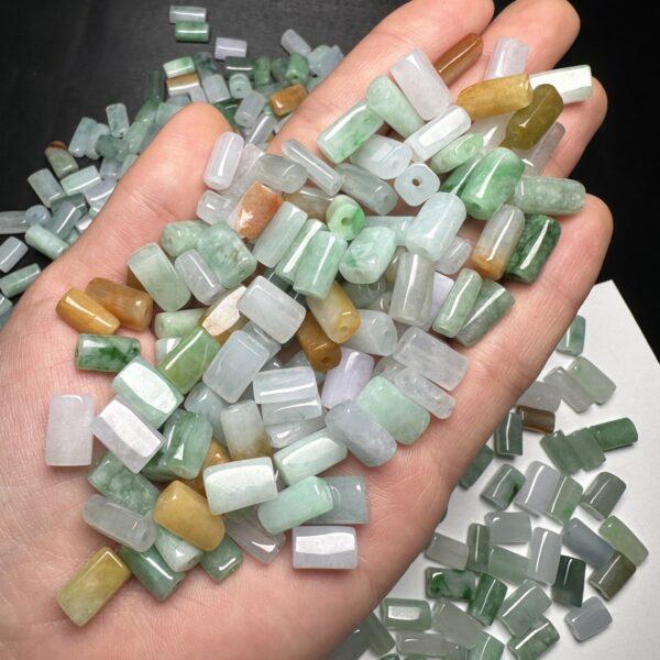 10 pcs irregular tube shape genuine natural icy colorful jadeite bead, jade bead