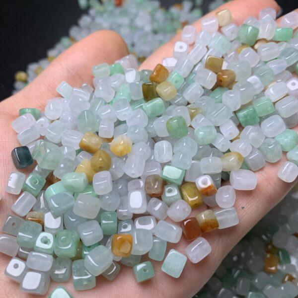 10 pcs / 20 pcs cube shape genuine natural icy colorful jadeite bead, jade bead