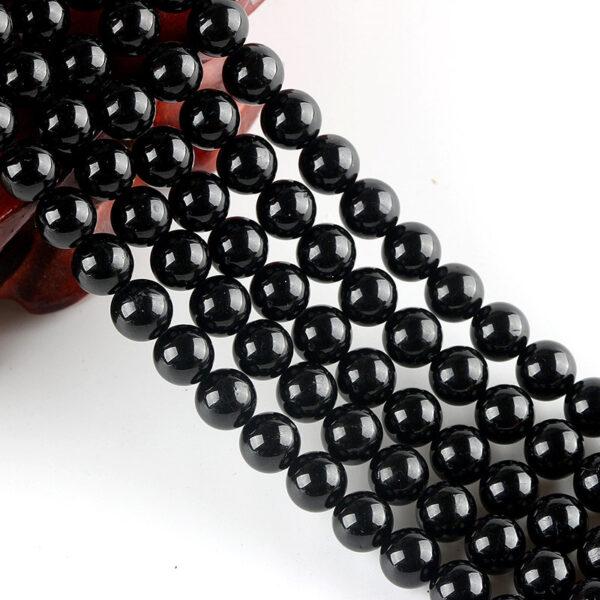 6mm - 12mm whole string round shape natural black tourmaline bead