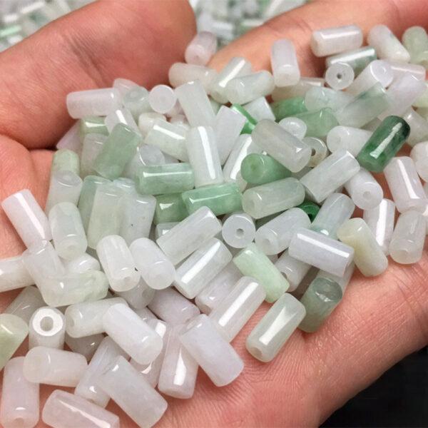 50 pcs / 100 pcs tube shape genuine natural jadeite bead, jade bead