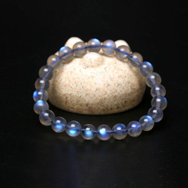 6mm - 10mm round shape 7A natural blue light moon stone beaded bracelet