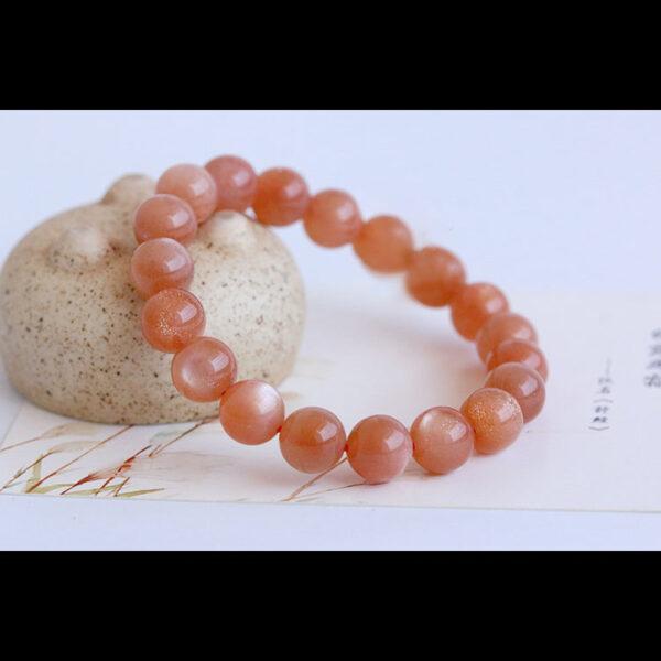 6mm - 12mm round shape 7A natural peach moonstone beaded bracelet