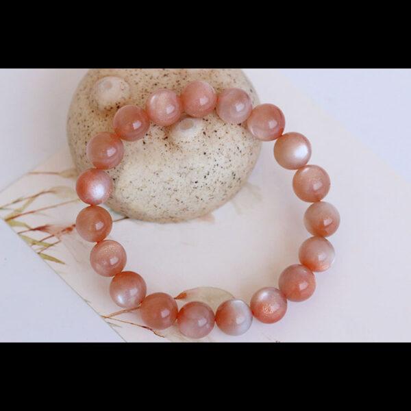 6mm - 12mm round shape 6A natural peach moonstone beaded bracelet