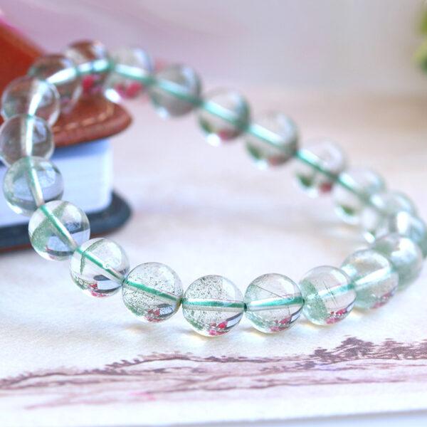 6mm - 12mm round shape 6A natural green Mineral Phantom Quartz beaded bracelet