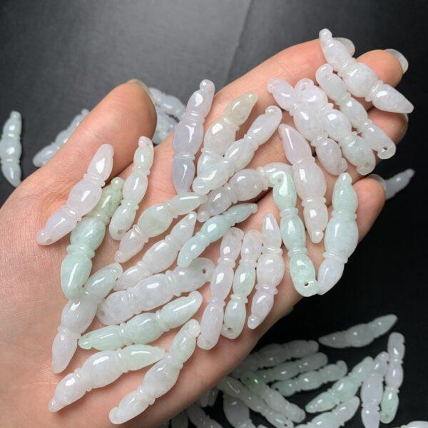 5 pcs / 10 pcs lotus root shape genuine natural jadeite charm bead, jade bead, bracelet accessory