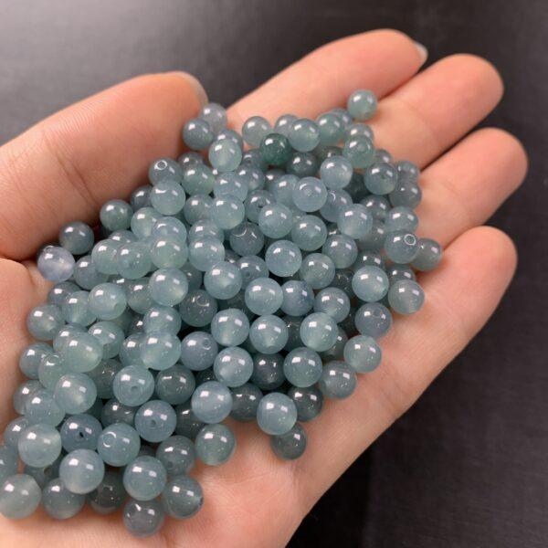 20 pcs / 50 pcs round shape genuine natural icy blue jadeite bead, jade bead