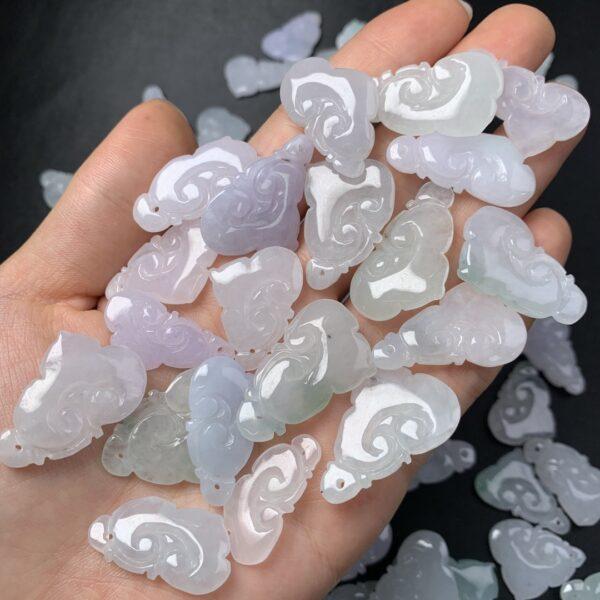 2 pcs / 5 pcs cloud ruyi shape genuine natural jadeite charm, jade bead