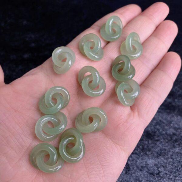 double rings shape genuine natural green nephrite jade bead