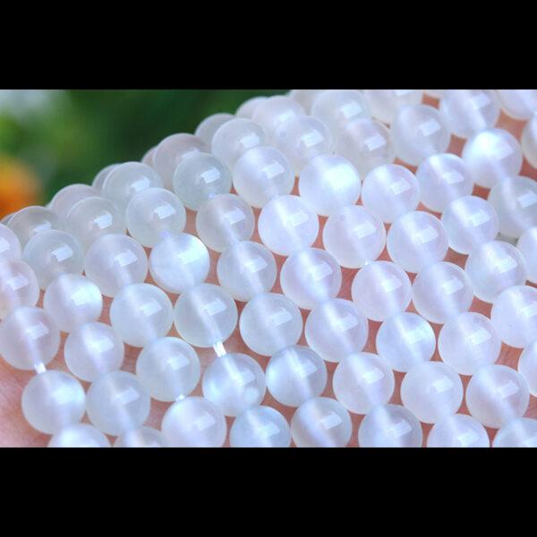 5mm / 6mm whole string round shape best quality white light natural moonstone bead