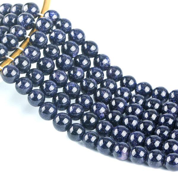 4mm - 10mm whole string round shape 7A natural blue sandstone bead