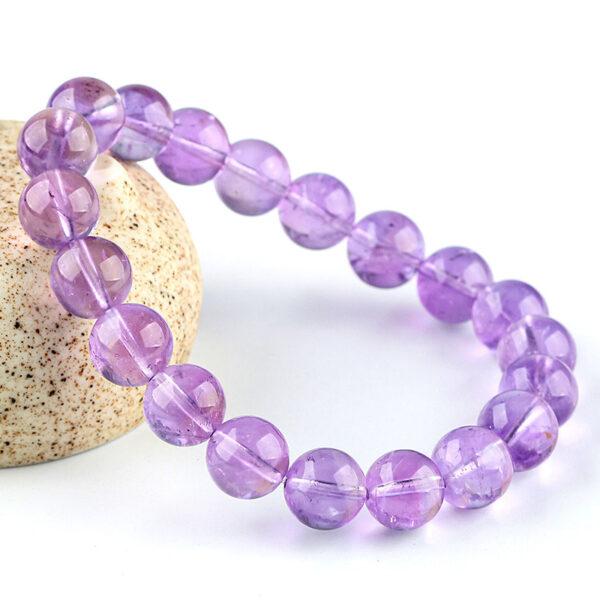 6mm - 12mm round shape 7A natural lavender amethyst beaded bracelet