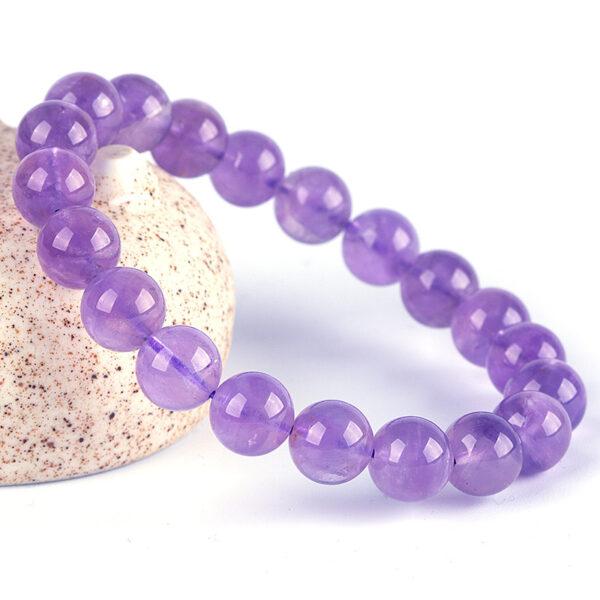 6mm - 12mm round shape 6A natural lavender amethyst beaded bracelet