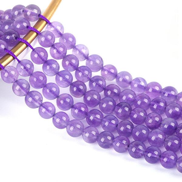 6mm - 10mm whole string round shape clear natural lavender color amethyst bead