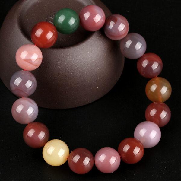 8mm - 14mm round shape deeper color natural colorful agate beaded bracelet