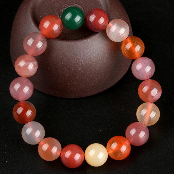 8mm - 14mm round shape translucent natural colorful agate beaded bracelet