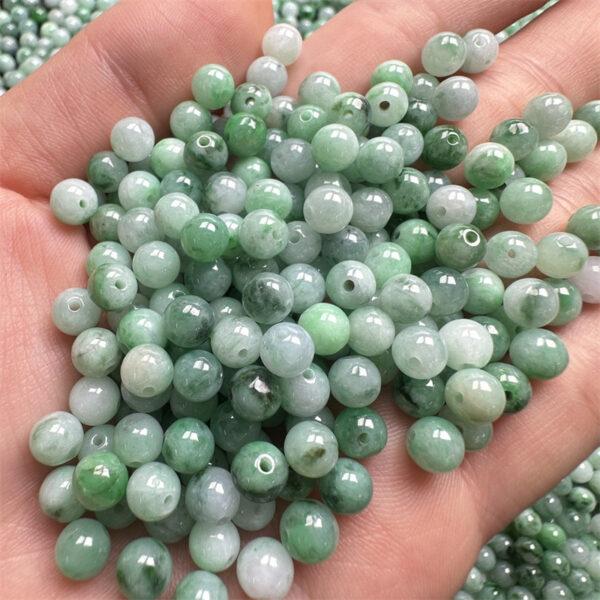 100 pcs round shape genuine natural green flower texture jadeite bead, jade bead