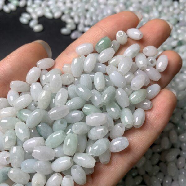 50 pcs / 100 pcs rice shape genuine natural icy white jadeite bead, oval jade bead