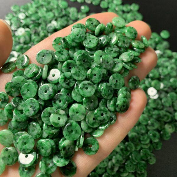 10 pcs / 20 pcs rondelle shape genuine natural green jadeite bead, jade bead