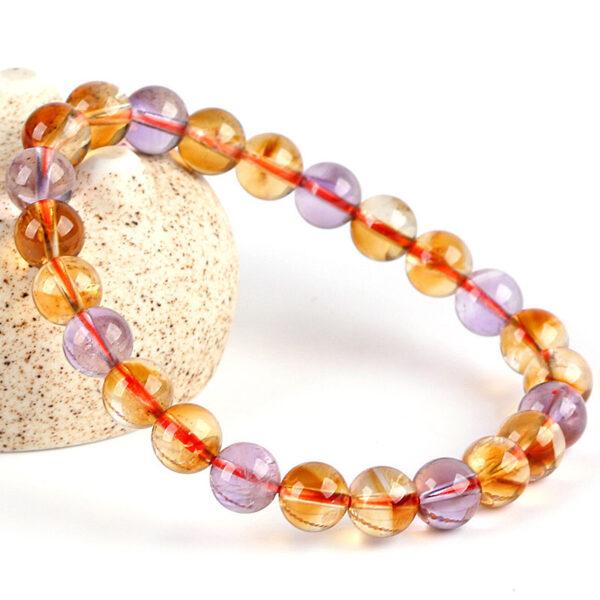 7mm - 10mm round shape 7A natural amethyst and citrine beaded bracelet