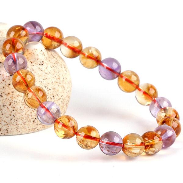 7mm - 10mm round shape 6A natural amethyst and citrine beaded bracelet