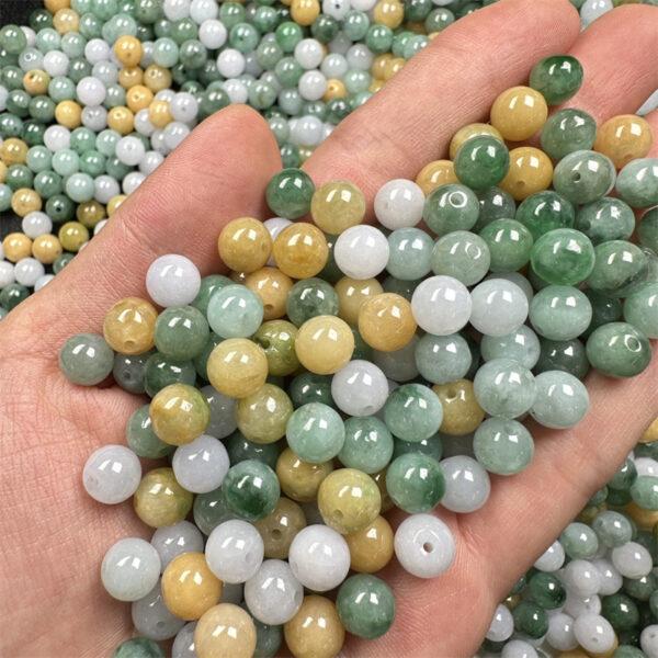 10 pcs / 20 pcs round shape genuine natural icy colorful jadeite bead, jade bead