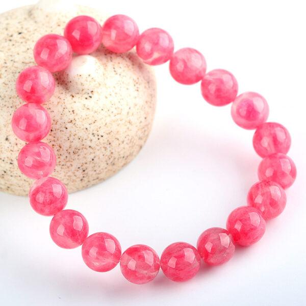 7mm - 13mm round shape 7A natural rhodonite beaded bracelet