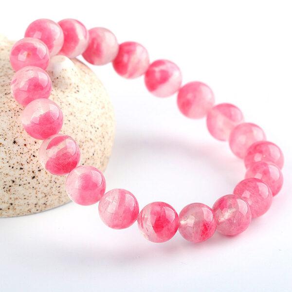 7mm - 13mm round shape natural icy rhodonite beaded bracelet