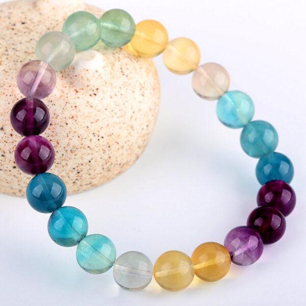 7mm - 12mm round shape 7A natural fluorite beaded bracelet