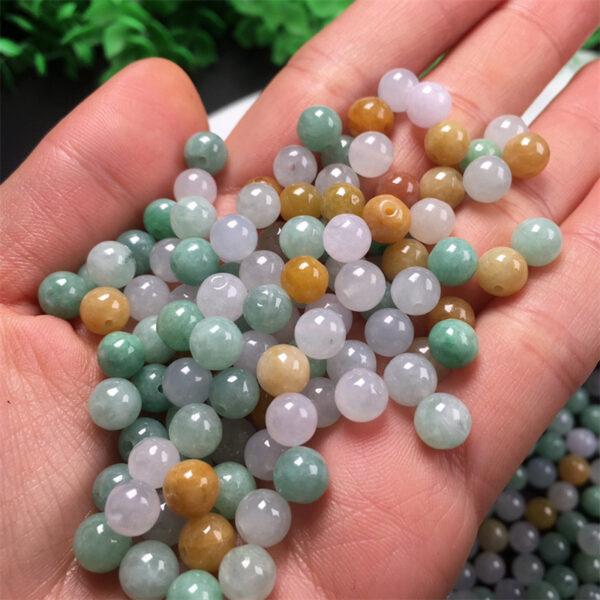 10 pcs / 20 pcs round shape genuine natural icy colorful jadeite bead, jade bead