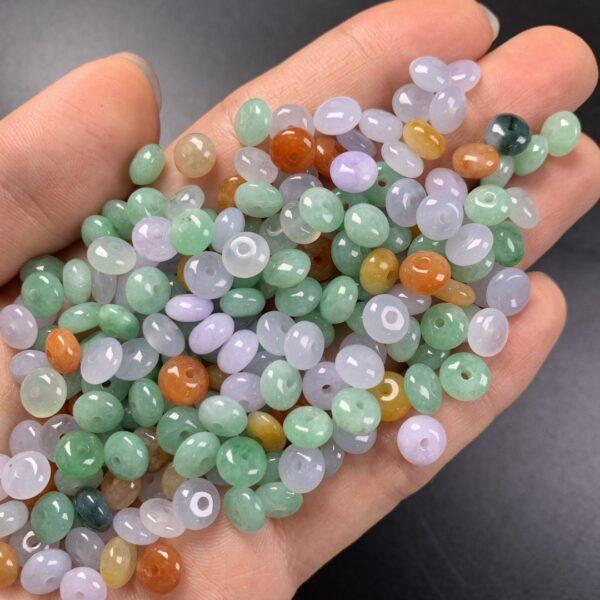 5 pcs / 10 pcs rondelle shape genuine natural icy colorful jadeite bead, jade bead