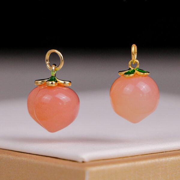 2 pcs / 5 pcs peach shape natural agate charm