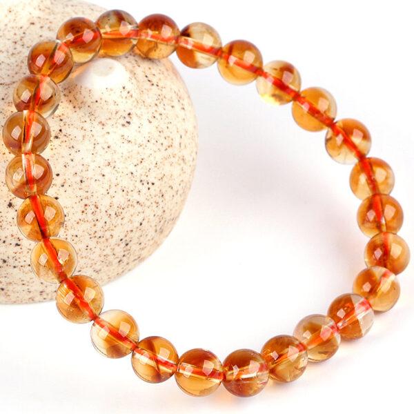 6mm - 12mm round shape best quality orange color natural citrine beaded bracelet